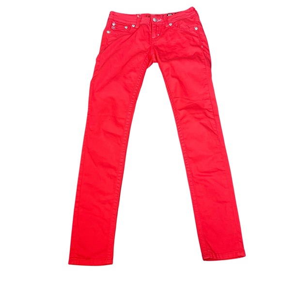 Miss Me Skinny Jeans Women 26 Red JP5335S8 Embroidered Rhinestone Pockets - Picture 5 of 14